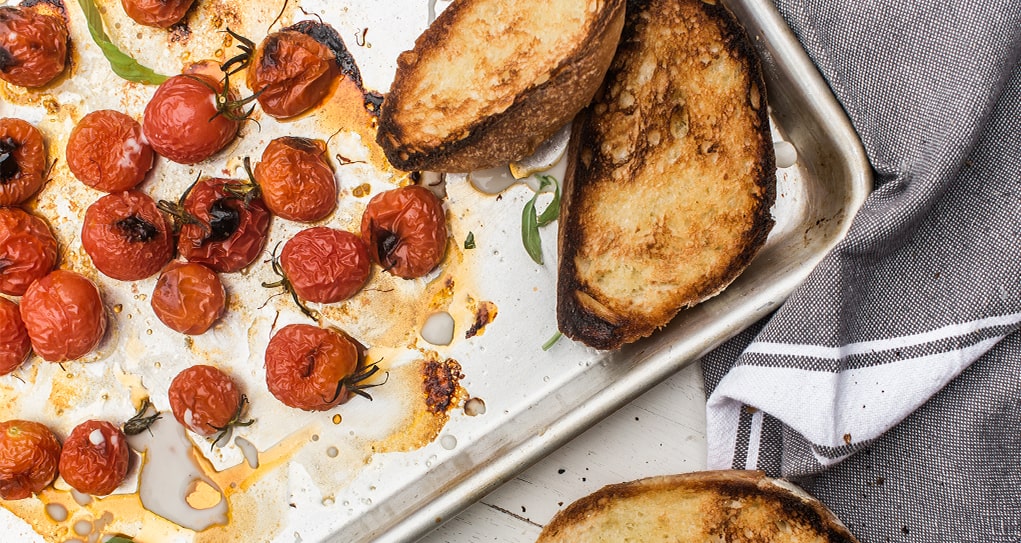 Blistered Tomatoes with Saffron Yogurt Sauce Recipe