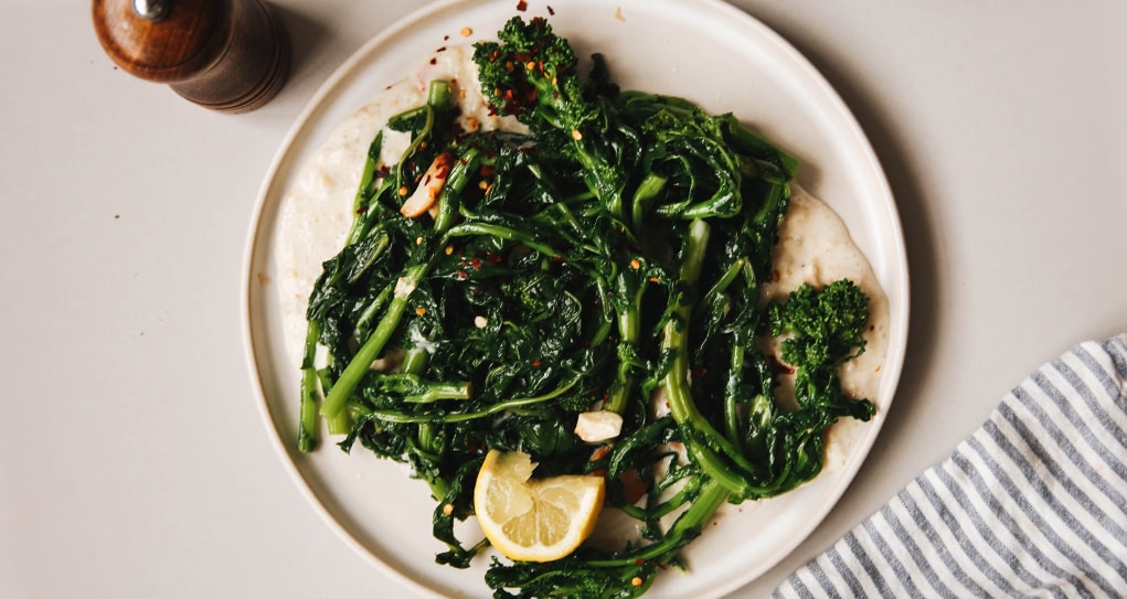 Broccoli Rabe with Preserved Lemon Cashewmilk Yogurt Sauce Recipe