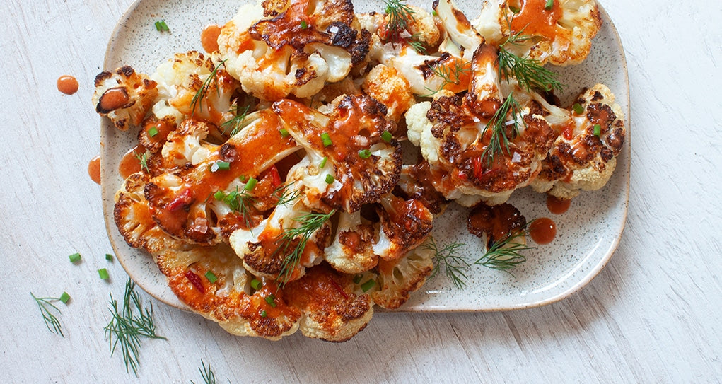 Roasted Cauliflower with Tangy Buffalo Sauce Recipe