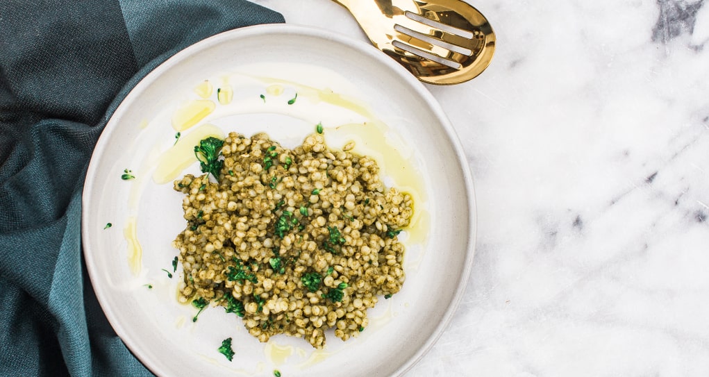 Israeli Couscous with Creamy Cashew Pesto Recipe