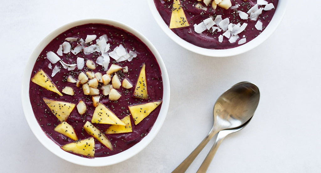 Acai Smoothie Bowl with Pineapple and Macadamia Nuts
