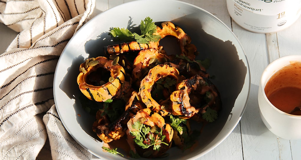 Roasted Delicata Squash with Cashewmilk Yogurt Dressing Recipe
