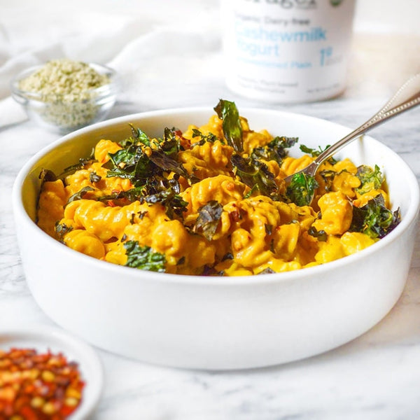 Spicy Vegan Mac and Cheese.