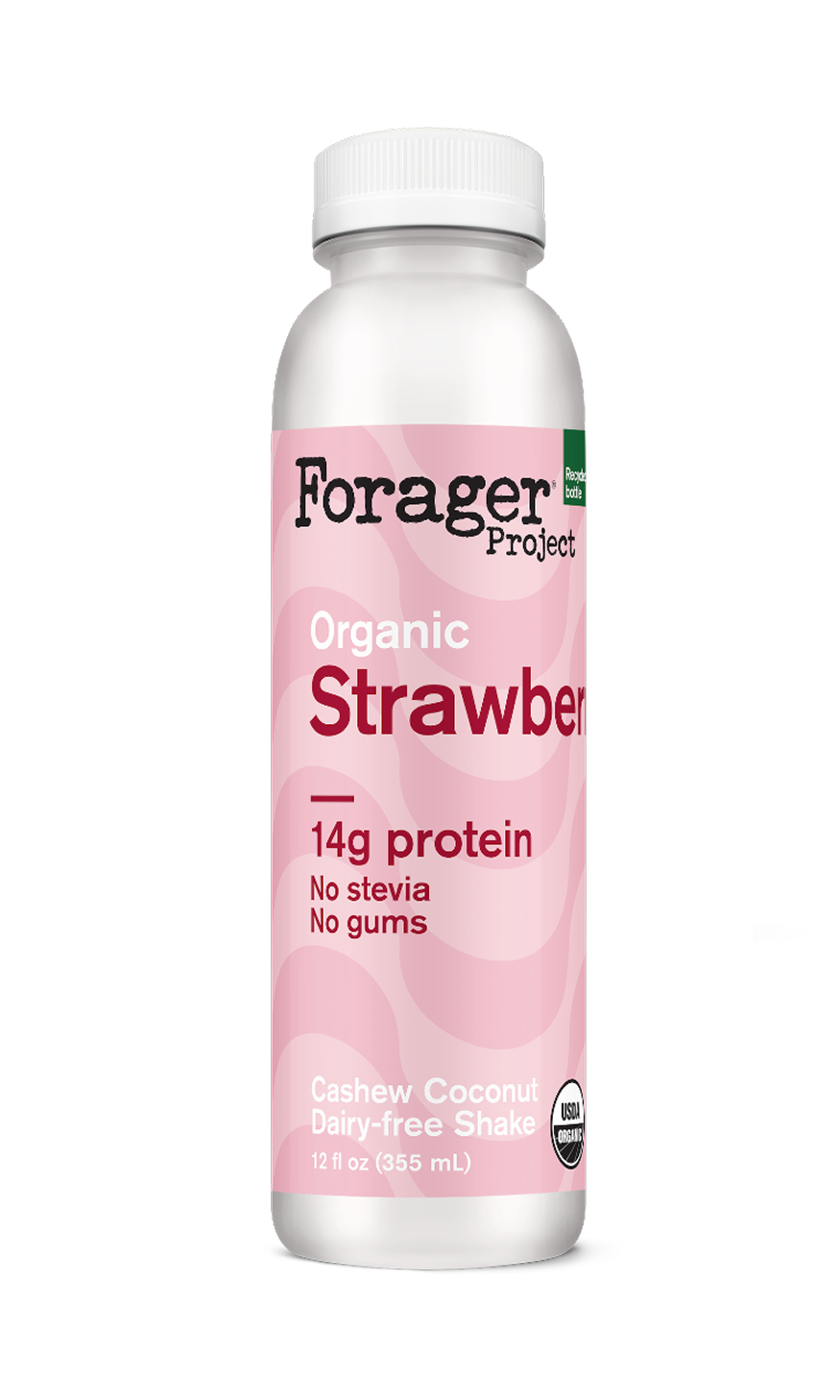 Forager Project strawberry protein shake bottle  
