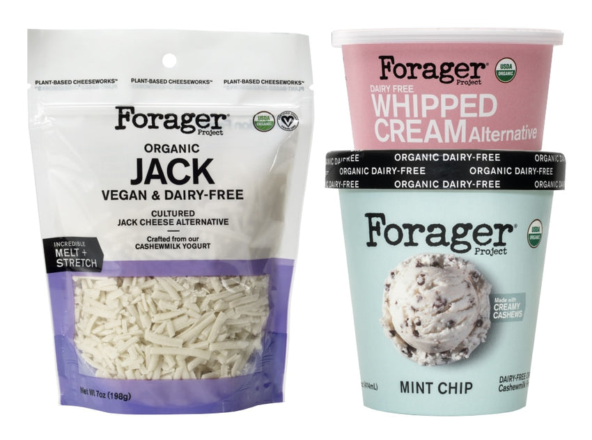 Forager Organic Jack cheese and Whipped Cream Alternative packaging on a white background