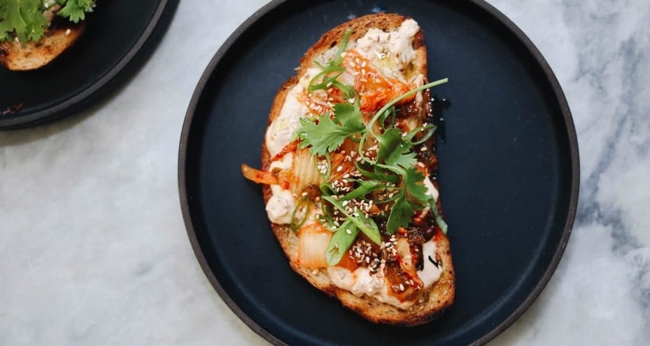 Kimchi Cashewmilk Yogurt Toast Recipe.