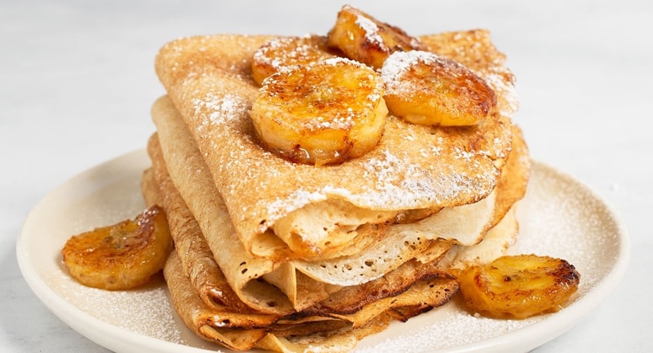 Vegan Crêpes with Caramelized Bananas.